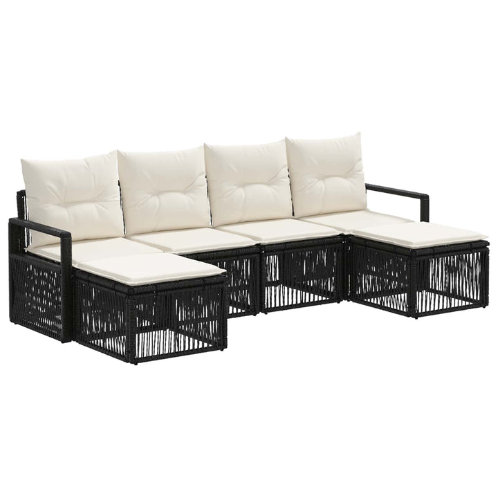 Havesofa Sæt 6 stk. Sort polyrattan