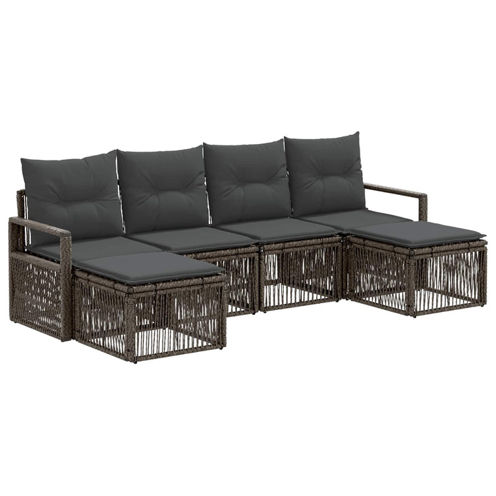 Havesofa Sæt 6 stk. Grå polyrattan