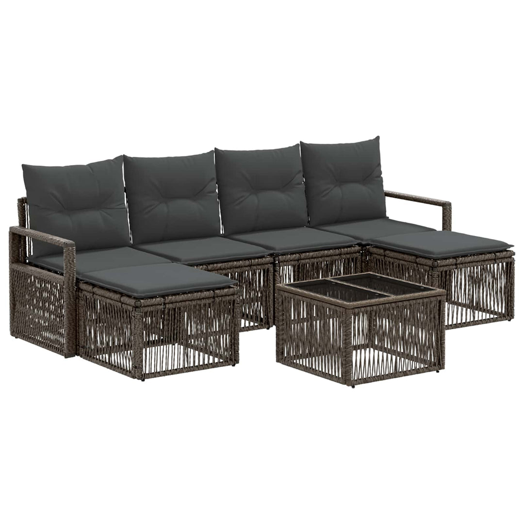 Havesofa Sæt 7 stk. Grå polyrattan
