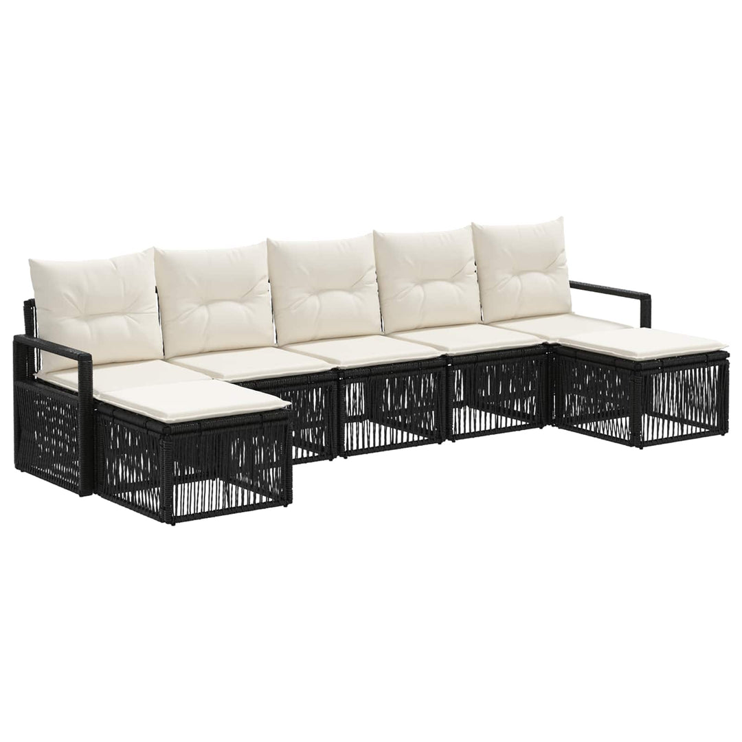 Havesofa Sæt 7 stk. Sort polyrattan