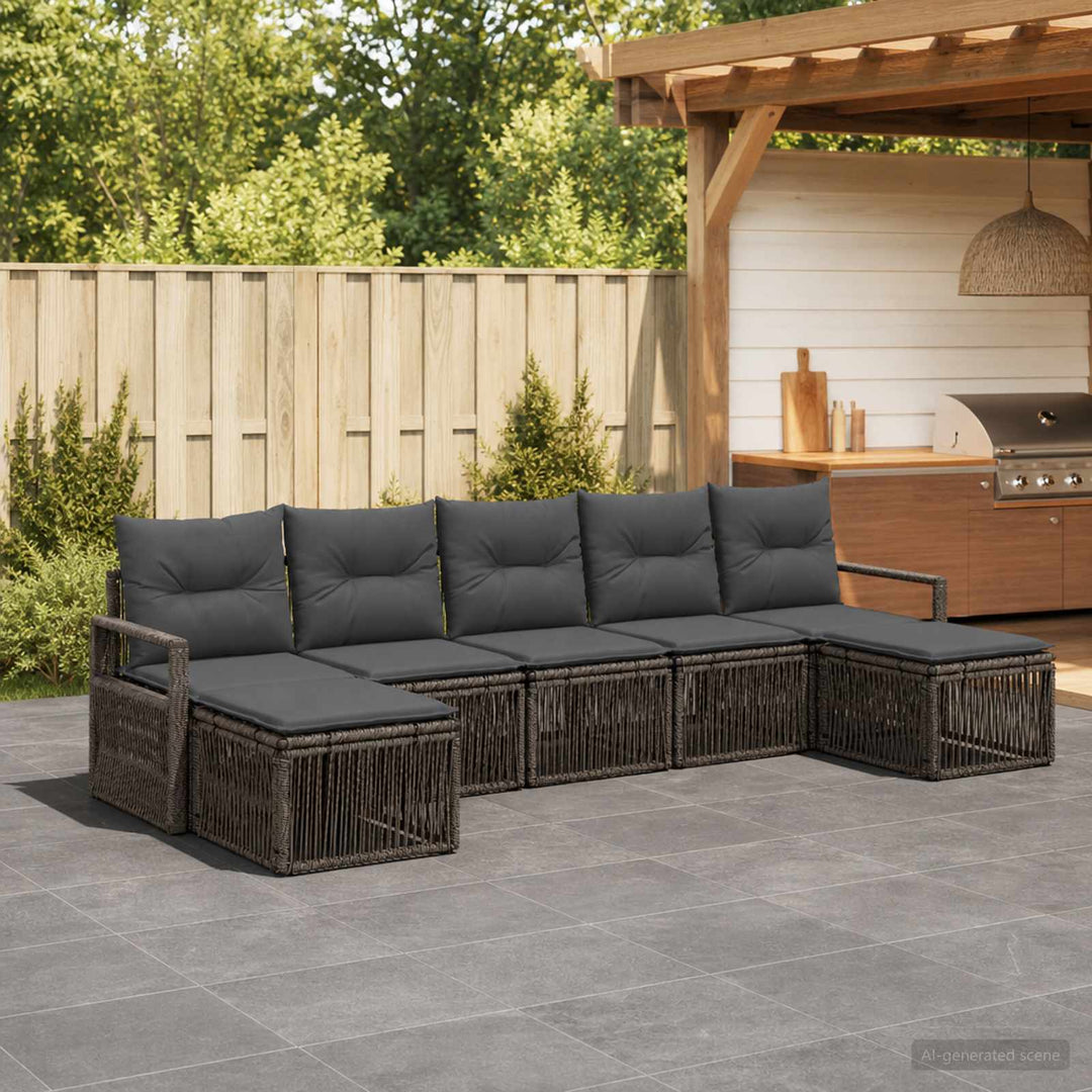 Havesofa Sæt 7 stk. Grå polyrattan
