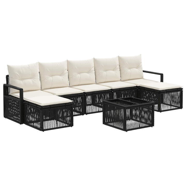 Havesofa Sæt 8 stk. Sort polyrattan