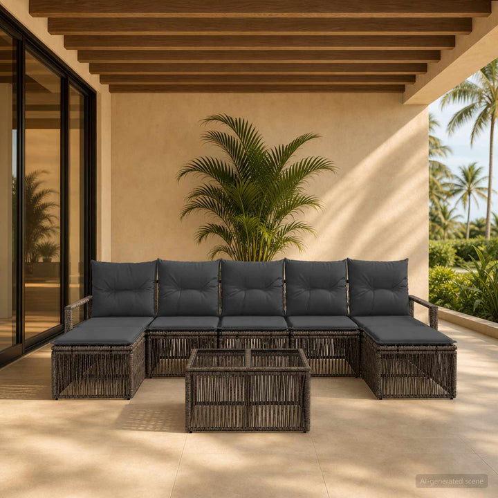 Havesofa Sæt 8 stk. Grå polyrattan