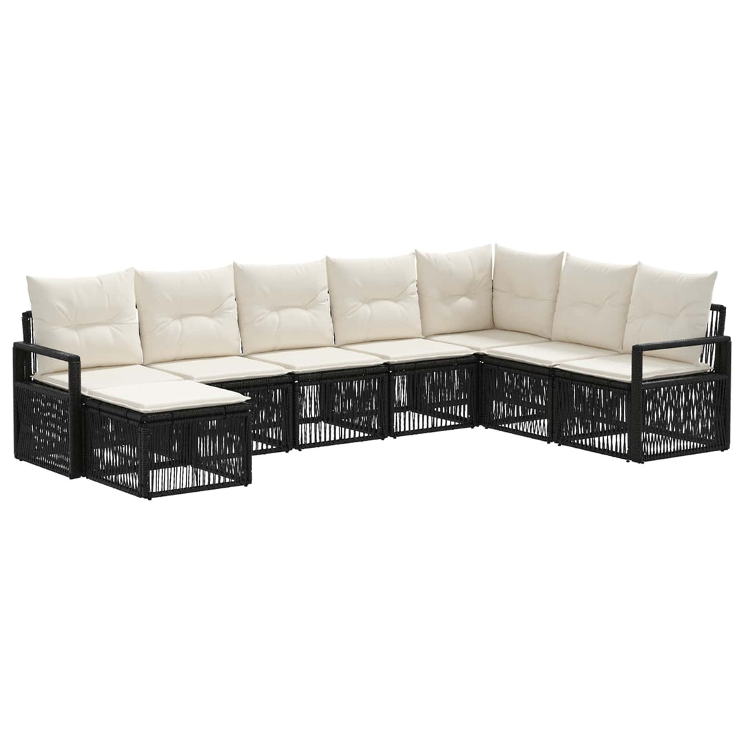Havesofa Sæt 8 stk. Sort polyrattan