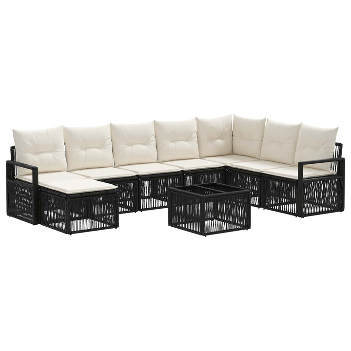 Havesofa Sæt 9 stk. Sort polyrattan