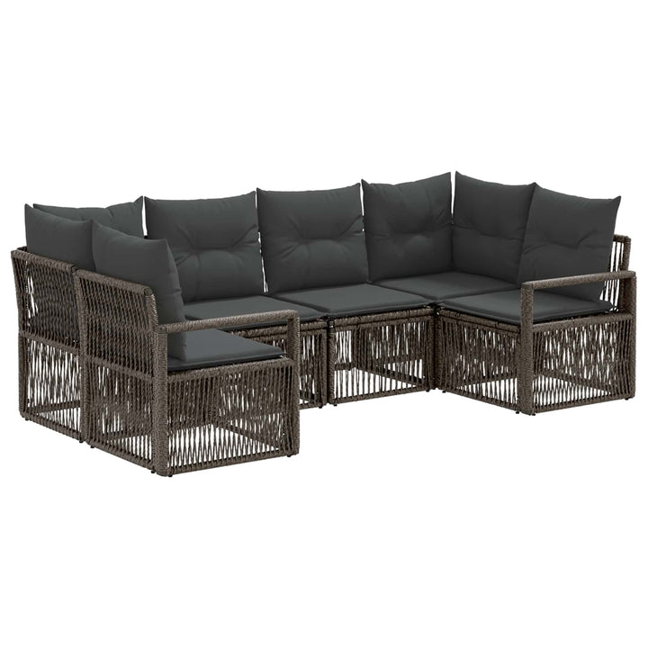 Havesofa Sæt 6 stk. 6-Antal sæder Grå polyrattan