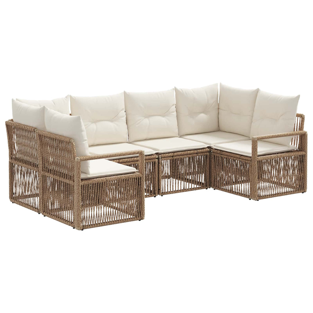 Havesofa Sæt 6 stk. 6-Antal sæder Beige polyrattan