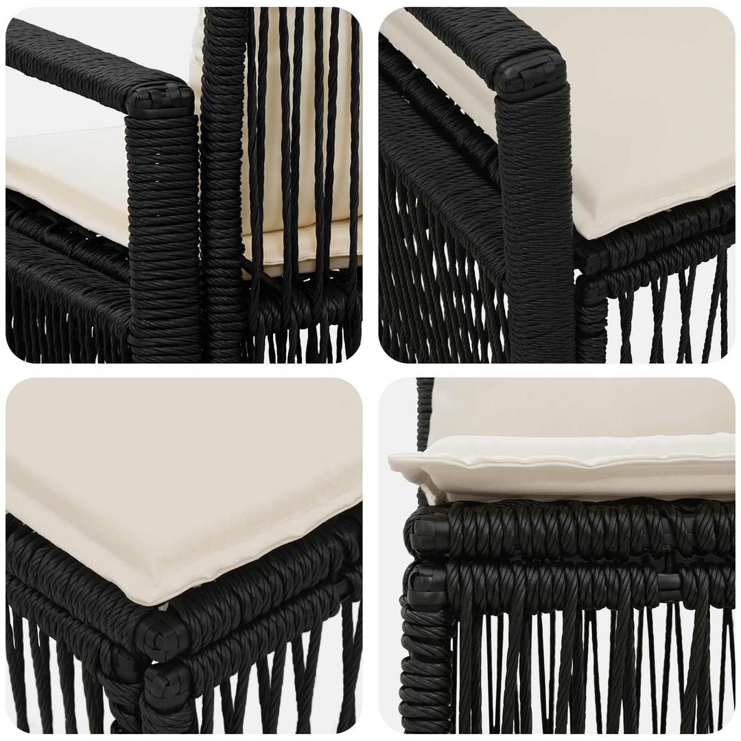 Havesofa Sæt 7 stk. 7-Antal sæder Sort polyrattan