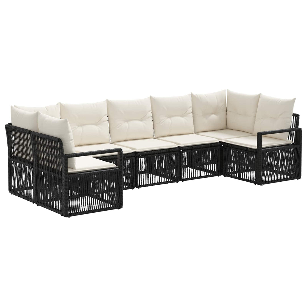 Havesofa Sæt 7 stk. 7-Antal sæder Sort polyrattan