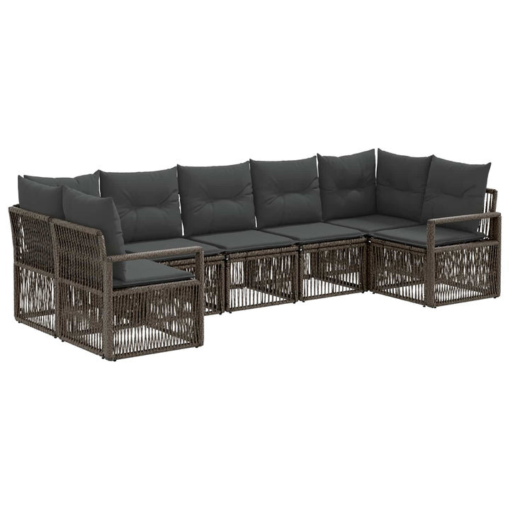 Havesofa Sæt 7 stk. 7-Antal sæder Grå polyrattan