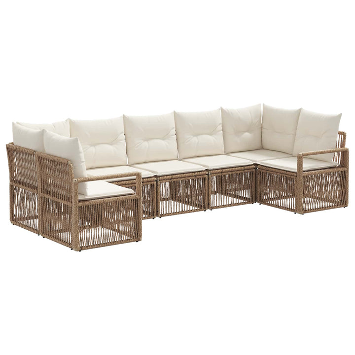 Havesofa Sæt 7 stk. 7-Antal sæder Beige polyrattan