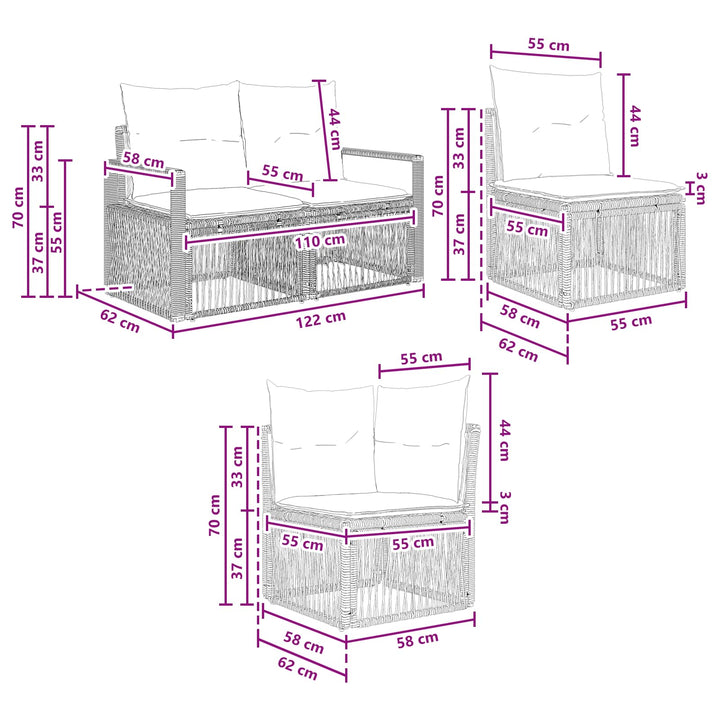 Havesofa Sæt 7 stk. 7-Antal sæder Beige polyrattan