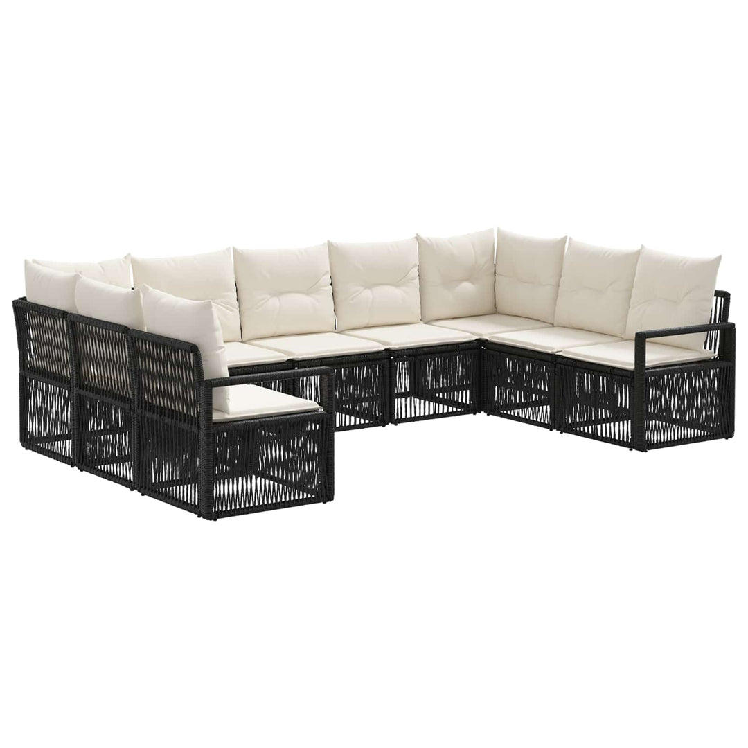 Havesofa Sæt 9 stk. Sort polyrattan