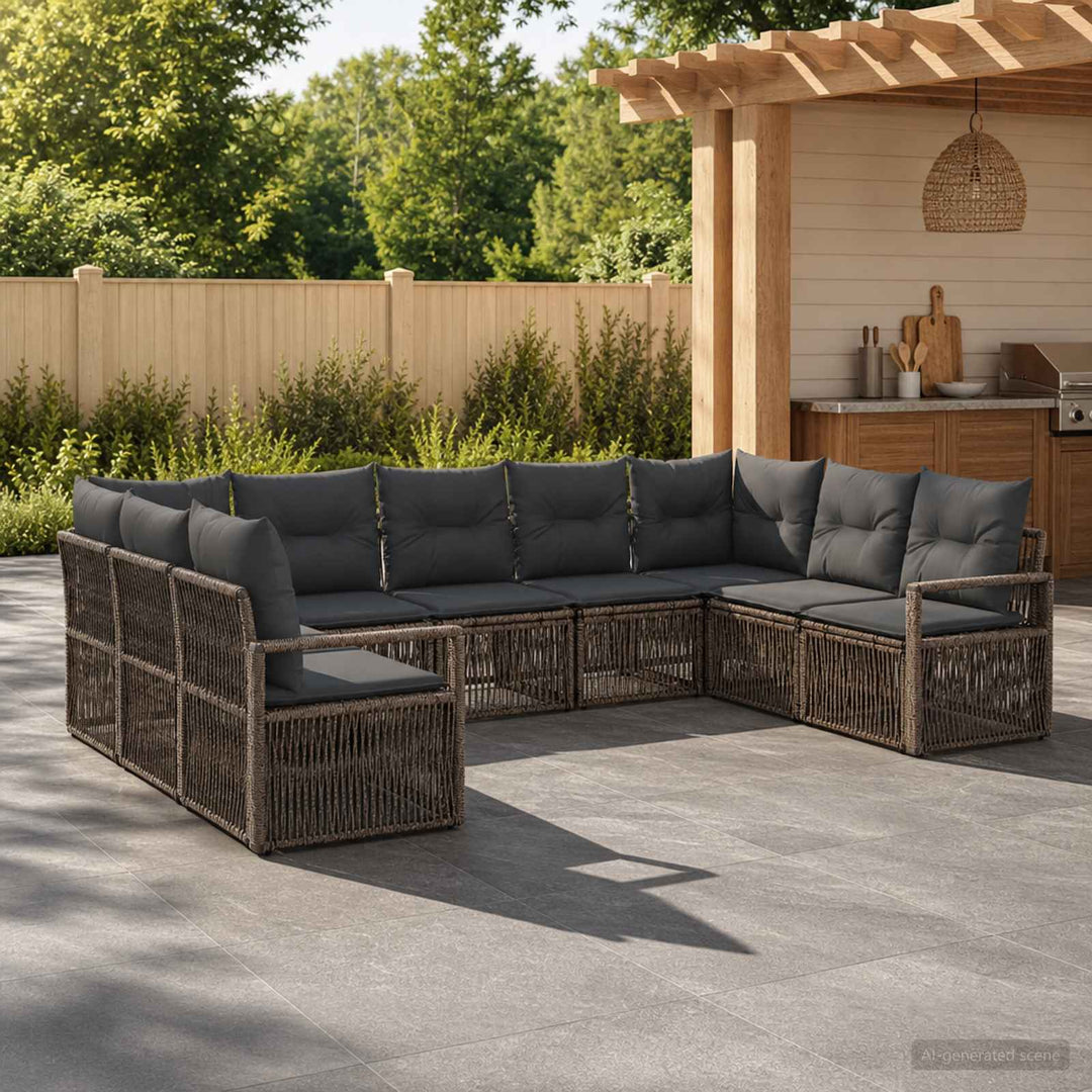 Havesofa Sæt 9 stk. Grå polyrattan
