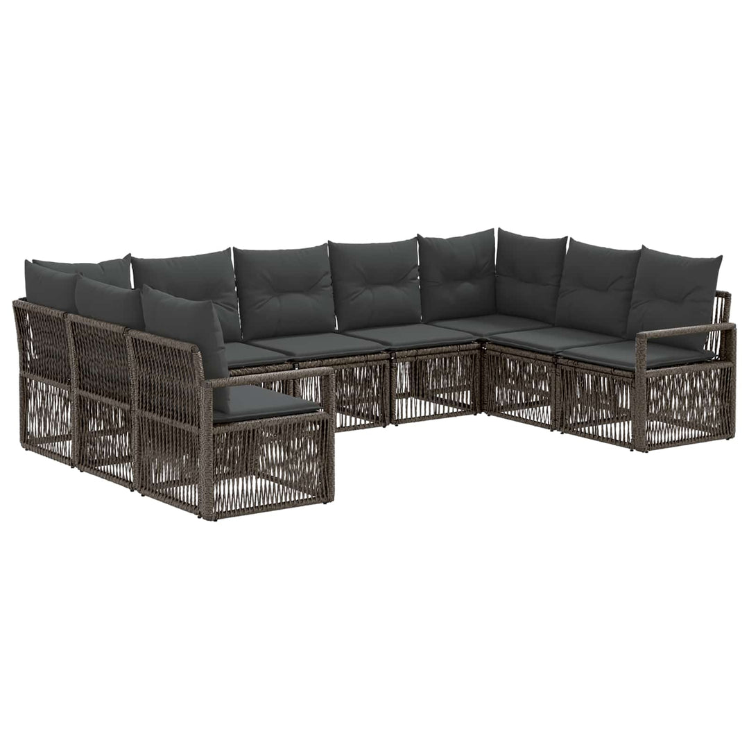 Havesofa Sæt 9 stk. Grå polyrattan