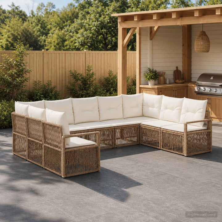 Havesofa Sæt 9 stk. Beige polyrattan