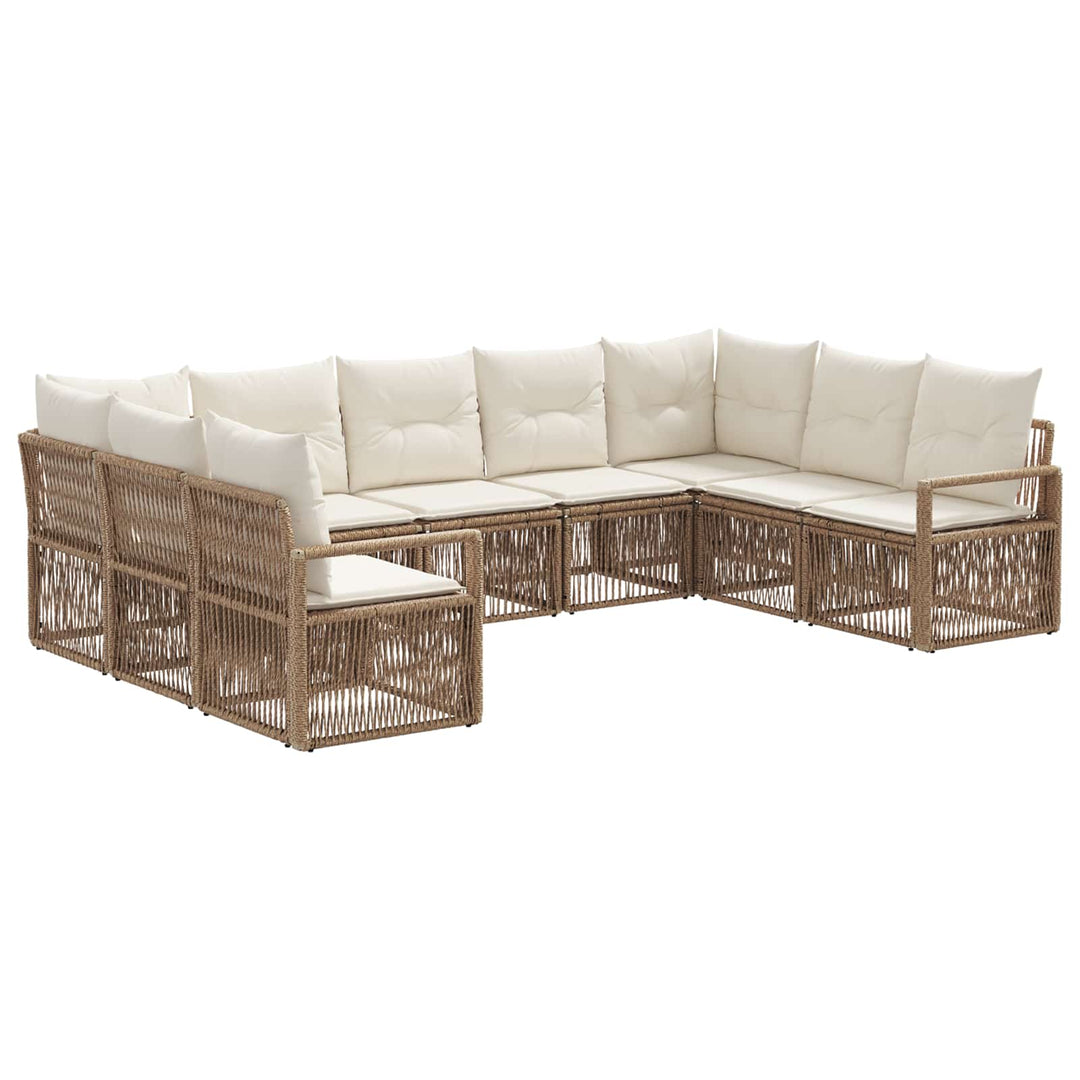 Havesofa Sæt 9 stk. Beige polyrattan