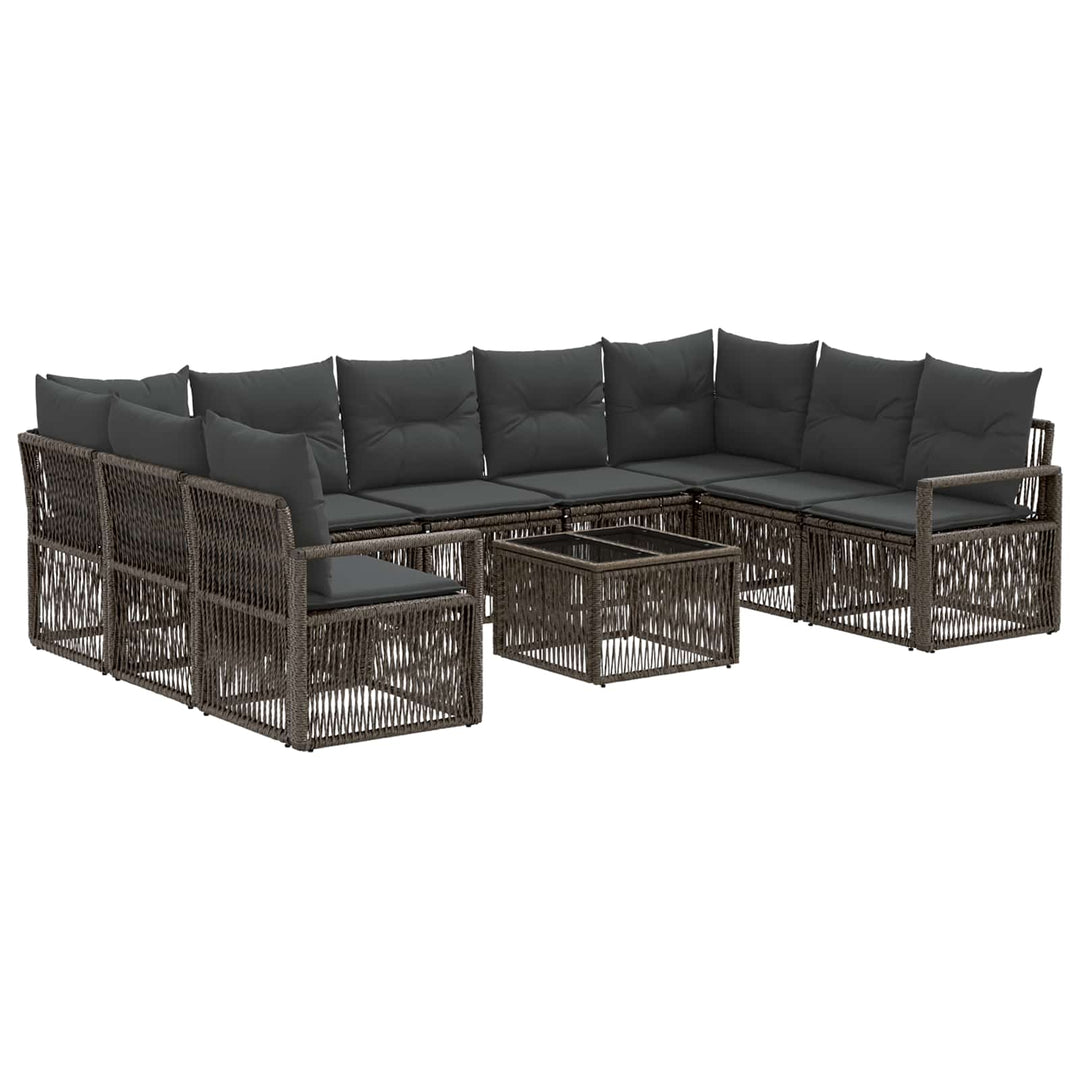 Havesofa Sæt 10 stk. Grå polyrattan