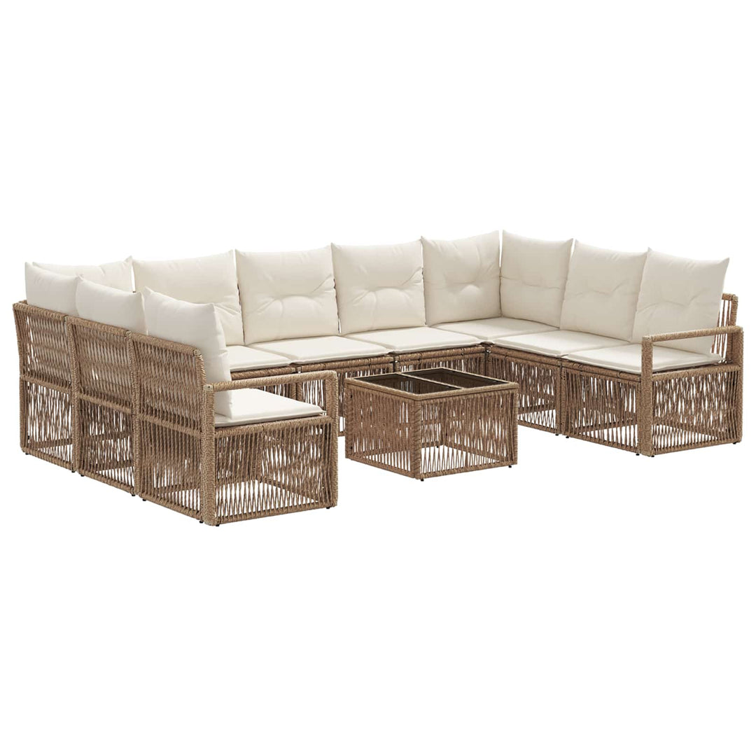 Havesofa Sæt 10 stk. Beige polyrattan