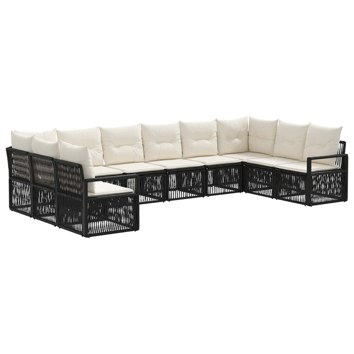 Havesofa Sæt 10 stk. Sort polyrattan