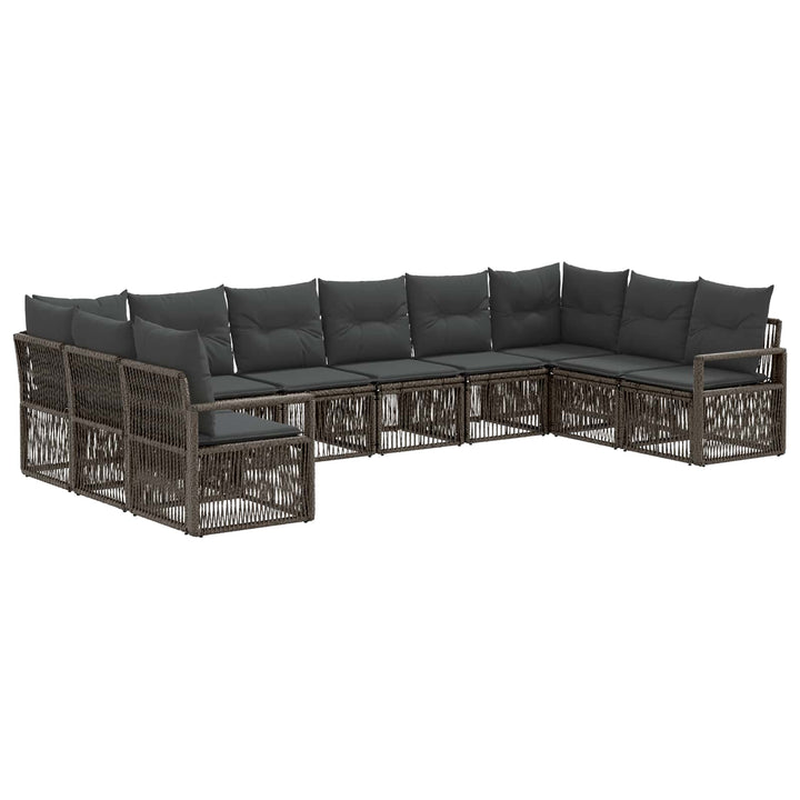 Havesofa Sæt 10 stk. Grå polyrattan