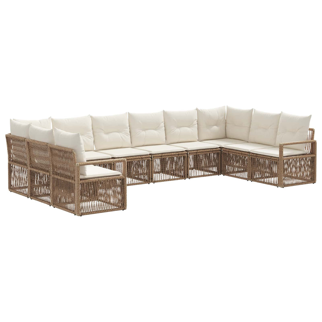 Havesofa Sæt 10 stk. Beige polyrattan
