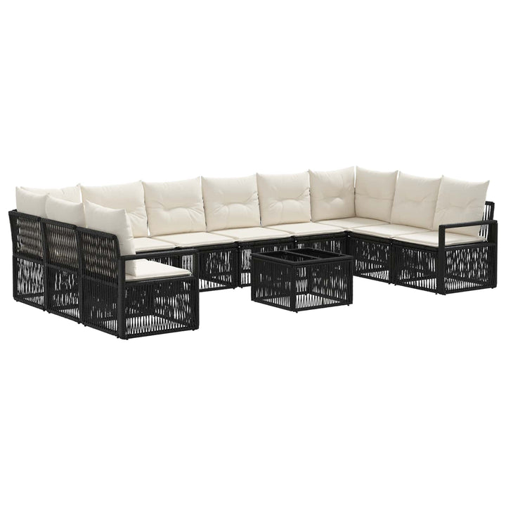 Havesofa Sæt 11 stk. Sort polyrattan