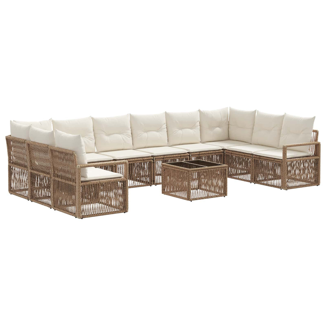 Havesofa Sæt 11 stk. Beige polyrattan