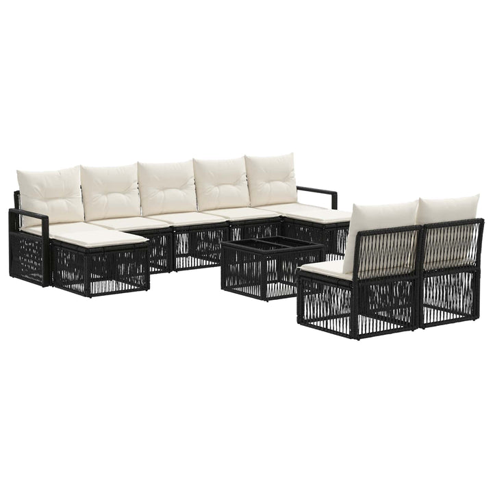 Havesofa Sæt 10 stk. Sort polyrattan