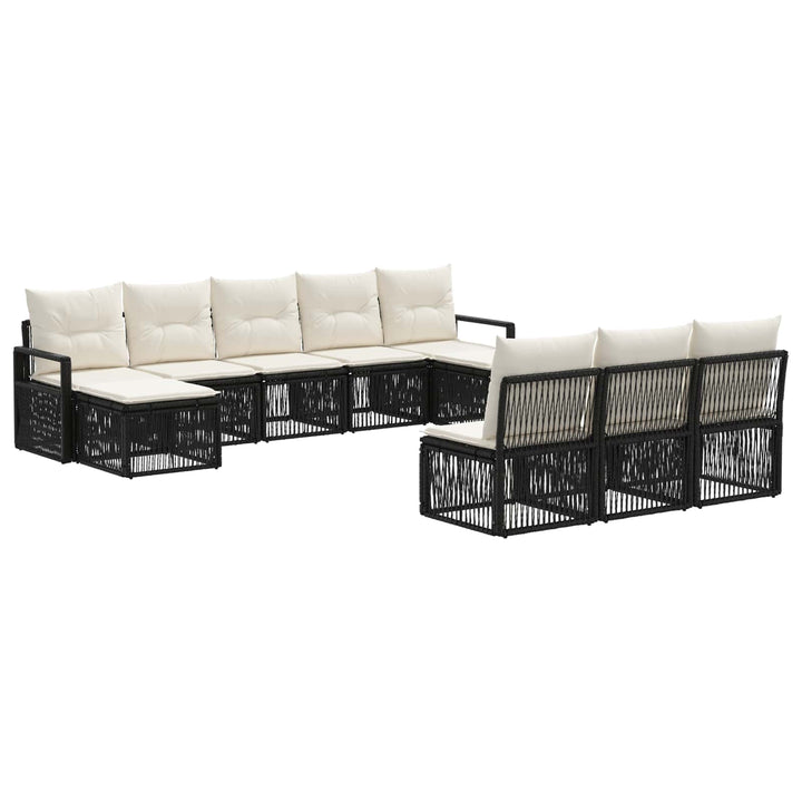 Havesofa Sæt 10 stk. Sort polyrattan
