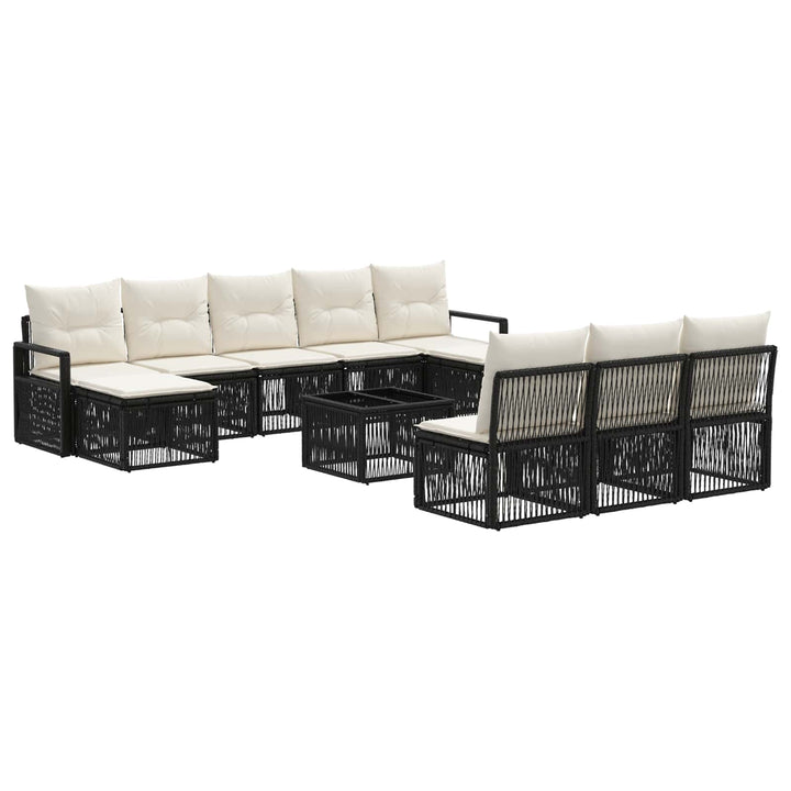 Havesofa Sæt 11 stk. Sort polyrattan
