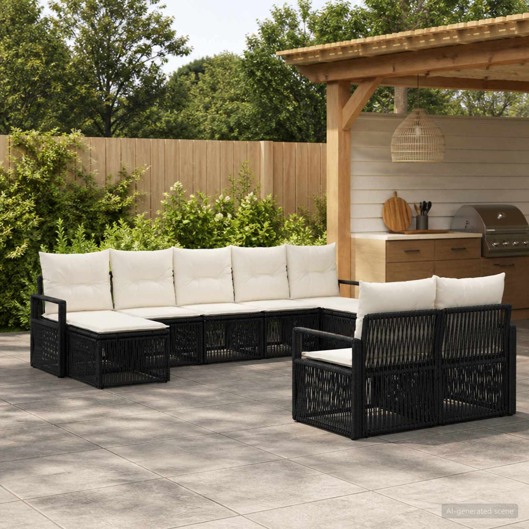 Havesofa Sæt 9 stk. Sort polyrattan