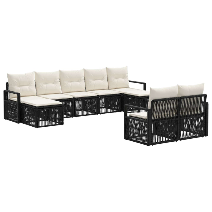 Havesofa Sæt 9 stk. Sort polyrattan