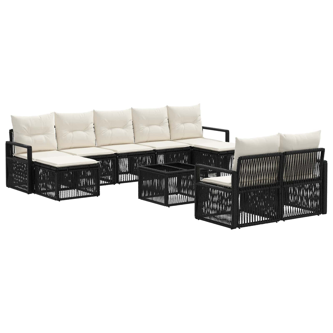 Havesofa Sæt 10 stk. Sort polyrattan