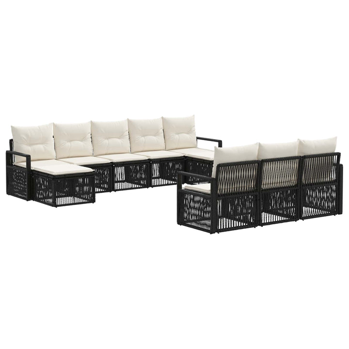 Havesofa Sæt 10 stk. Sort polyrattan