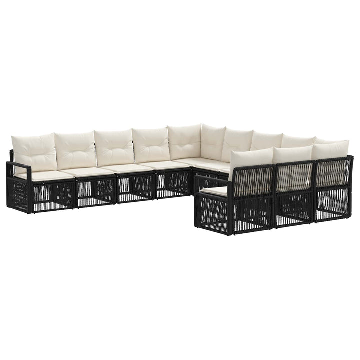 Havesofa Sæt 11 stk. Sort polyrattan