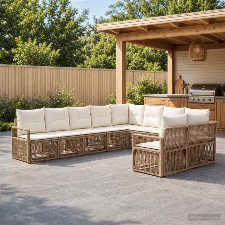 Havesofa Sæt 11 stk. Beige polyrattan