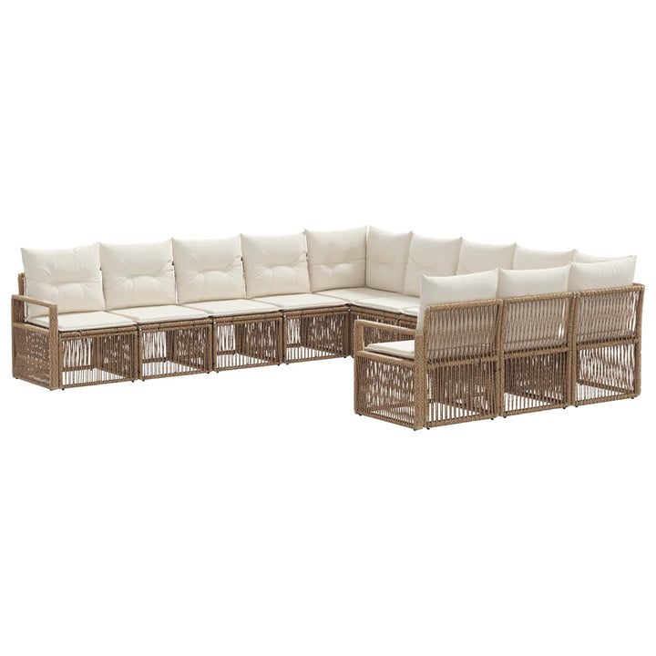 Havesofa Sæt 11 stk. Beige polyrattan