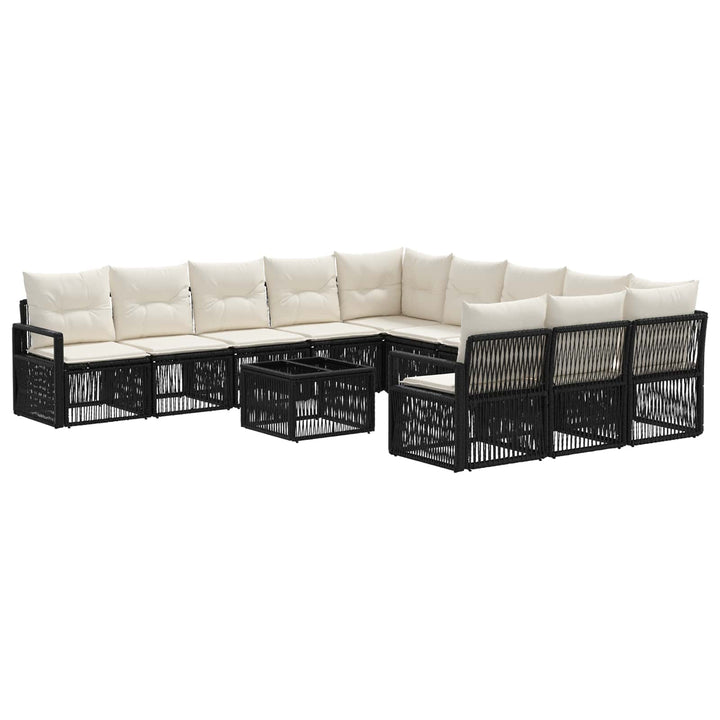 Havesofa Sæt 12 stk. Sort polyrattan