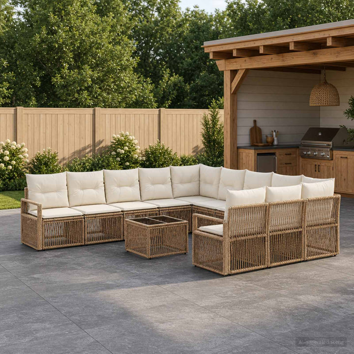Havesofa Sæt 12 stk. Beige polyrattan