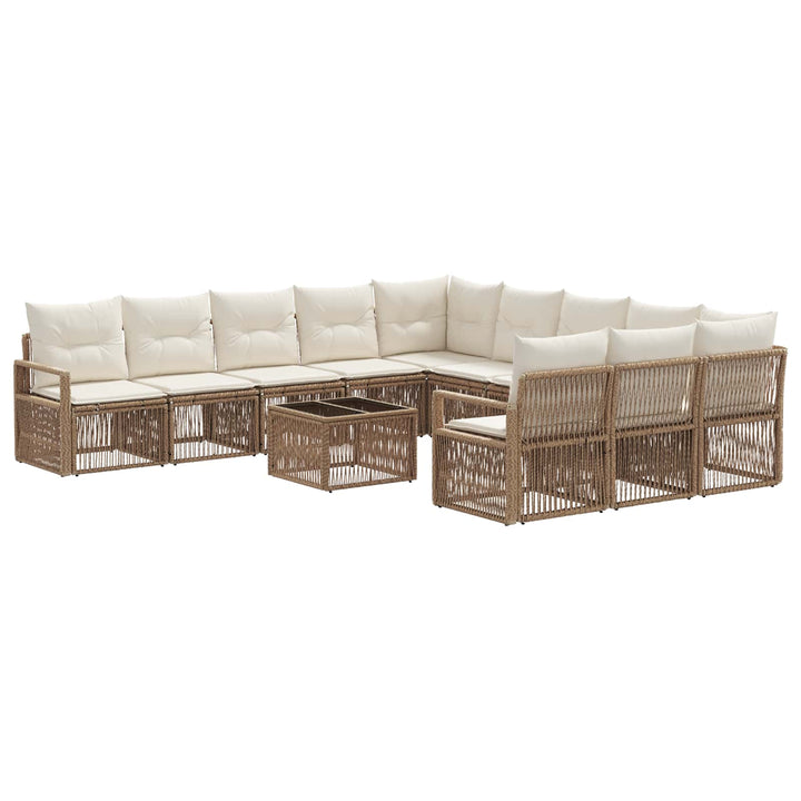 Havesofa Sæt 12 stk. Beige polyrattan