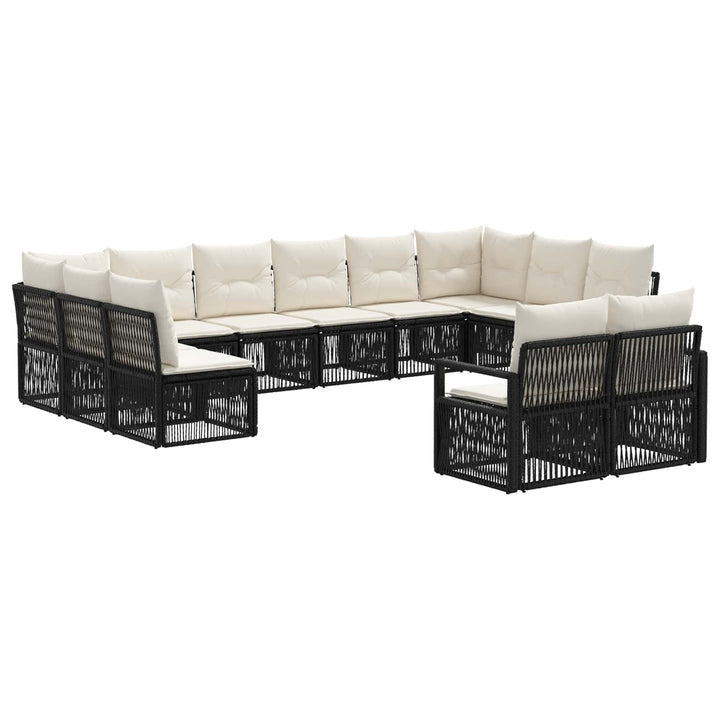 Havesofa Sæt 12 stk. Sort polyrattan