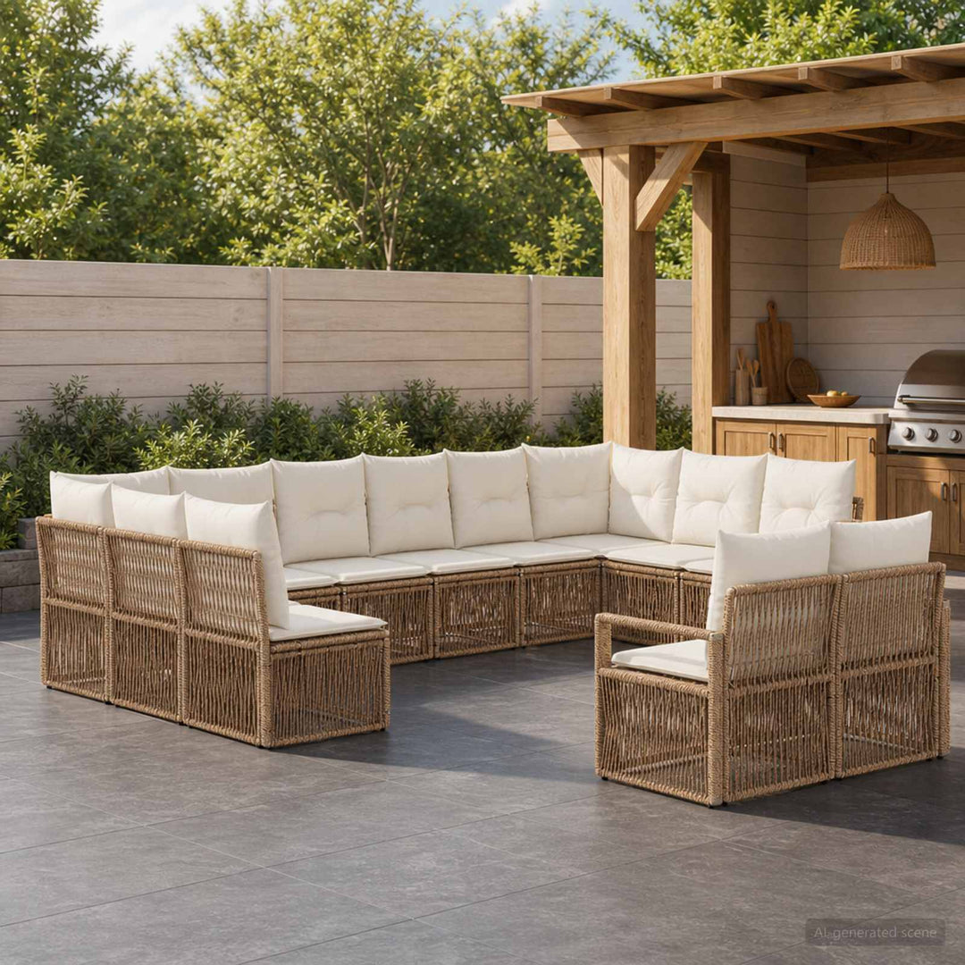 Havesofa Sæt 12 stk. Beige polyrattan
