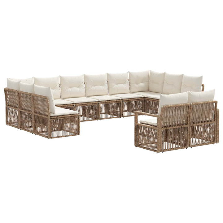 Havesofa Sæt 12 stk. Beige polyrattan