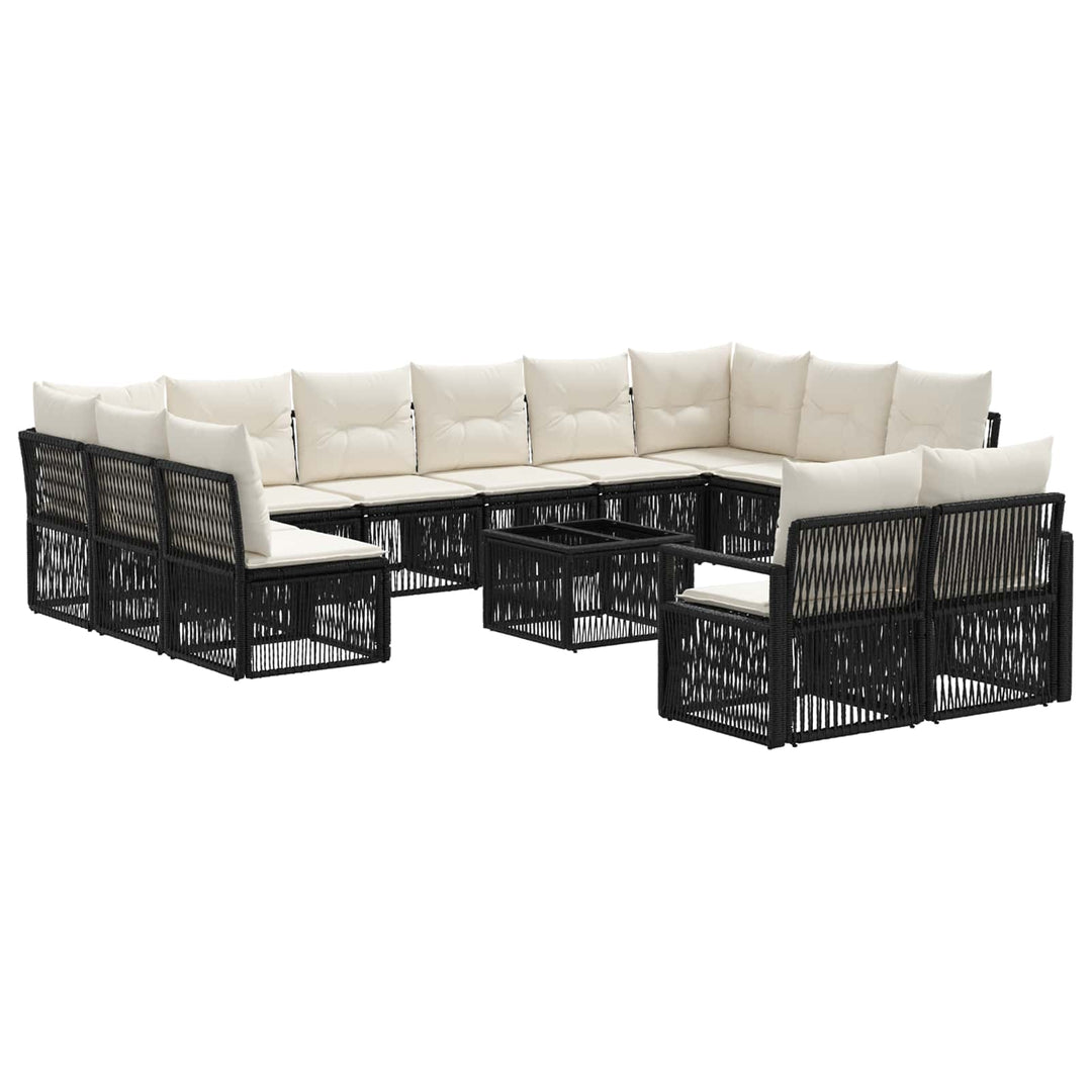 Havesofa Sæt 13 stk. Sort polyrattan