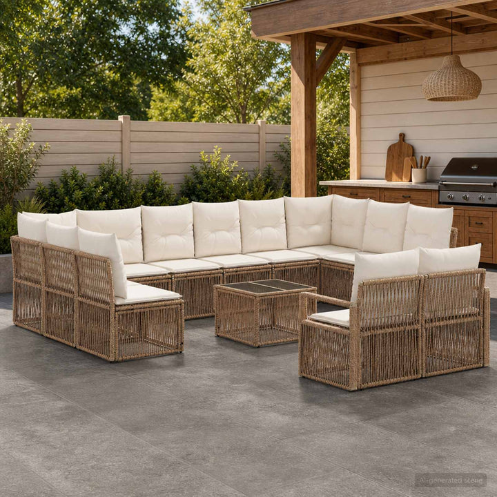 Havesofa Sæt 13 stk. Beige polyrattan