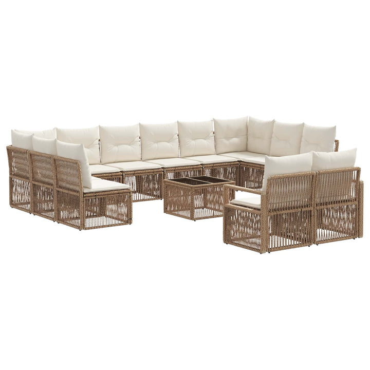 Havesofa Sæt 13 stk. Beige polyrattan