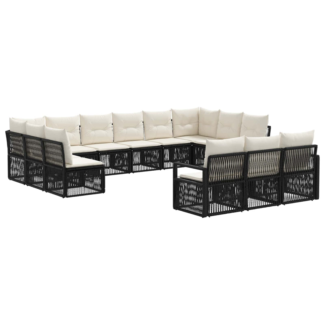 Havesofa Sæt 13 stk. Sort polyrattan