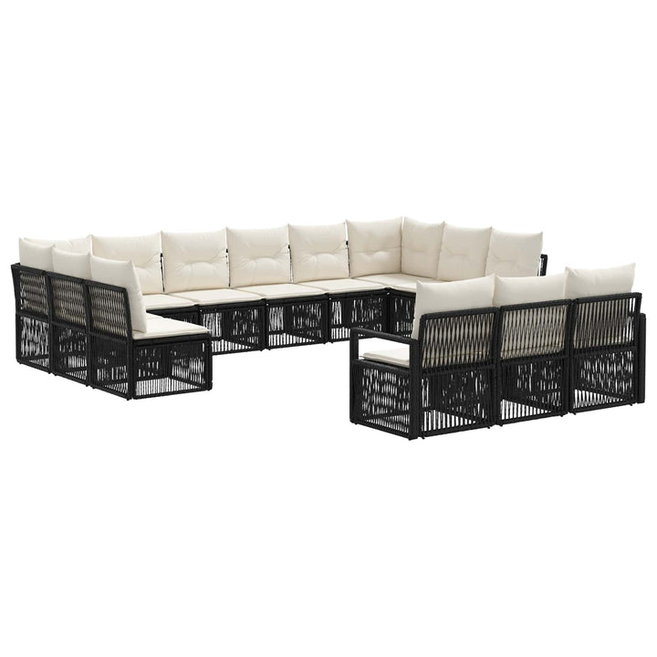 Havesofa Sæt 13 stk. Sort polyrattan