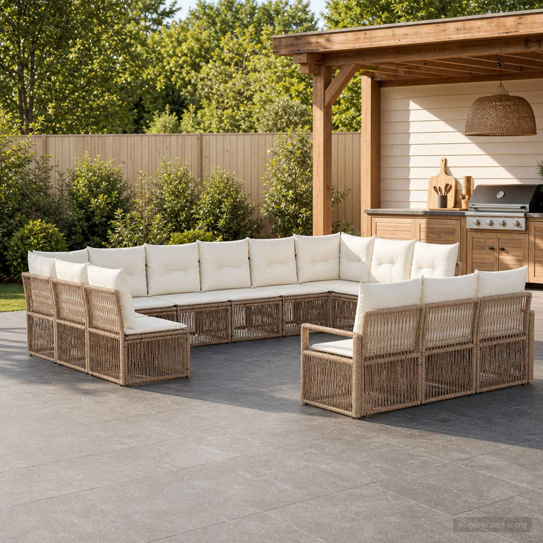 Havesofa Sæt 13 stk. Beige polyrattan